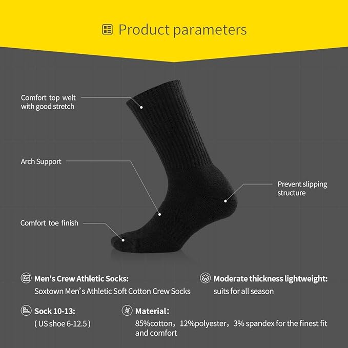 High Crew Socks Black (3 Pairs)